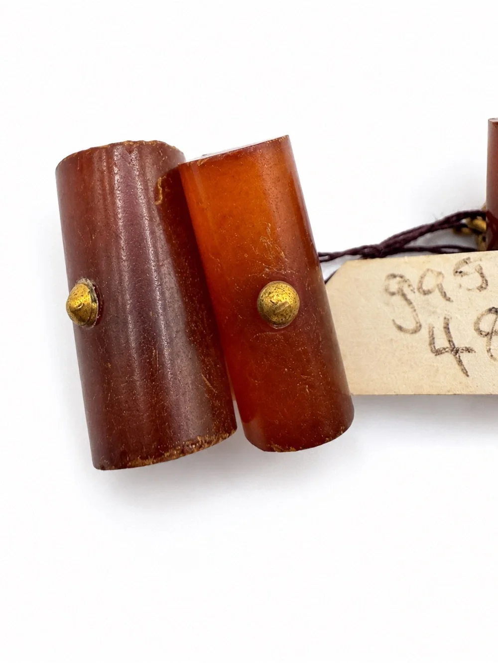 Vtg Bakelite Cufflinks Brown Amber Chain Link Double End Bar 1930s Art Deco